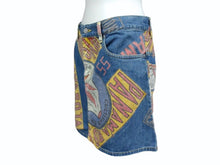 Load image into Gallery viewer, HystericGlamour ヒステリックグラマー ヴィンテージ 総柄 デニム ミニスカート ブルー マルチカラー サイズFREE 美品 中古 4b001848
