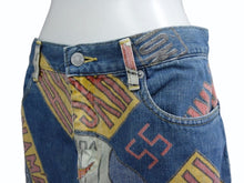 Load image into Gallery viewer, HystericGlamour ヒステリックグラマー ヴィンテージ 総柄 デニム ミニスカート ブルー マルチカラー サイズFREE 美品 中古 4b001848