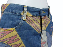Load image into Gallery viewer, HystericGlamour ヒステリックグラマー ヴィンテージ 総柄 デニム ミニスカート ブルー マルチカラー サイズFREE 美品 中古 4b001848