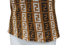 画像をギャラリービューアに読み込む, 極美品 FENDI フェンディ ズッカ柄 パイルポロシャツ レディース イタリア製 ビンテージ ブラウン 茶色 中古 4b001853