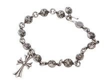 画像をギャラリービューアに読み込む, CHROME HEARTS クロムハーツ #1クロスボールタイニーCHクロス ブレスレット 重量約53.6g 全長約27cm シルバー925 美品 中古 4b001867