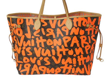 Load image into Gallery viewer, 極美品 LOUIS VUITTON ルイヴィトン モノグラムグラフィティ ネヴァーフルGM トートバッグ M93702 ブラウン オレンジ 中古 4b001868