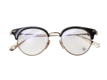 画像をギャラリービューアに読み込む, CHROME HEARTS クロムハーツ SLUNTRADICTION II メガネ 48□20-148 ハーフリム CHプラス ブラック ゴールド 度無し 美品 中古 4b001870