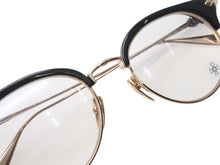 画像をギャラリービューアに読み込む, CHROME HEARTS クロムハーツ SLUNTRADICTION II メガネ 48□20-148 ハーフリム CHプラス ブラック ゴールド 度無し 美品 中古 4b001870