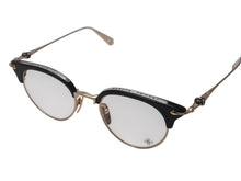 画像をギャラリービューアに読み込む, CHROME HEARTS クロムハーツ SLUNTRADICTION II メガネ 48□20-148 ハーフリム CHプラス ブラック ゴールド 度無し 美品 中古 4b001870