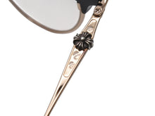 画像をギャラリービューアに読み込む, CHROME HEARTS クロムハーツ SLUNTRADICTION II メガネ 48□20-148 ハーフリム CHプラス ブラック ゴールド 度無し 美品 中古 4b001870