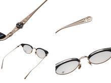 画像をギャラリービューアに読み込む, CHROME HEARTS クロムハーツ SLUNTRADICTION II メガネ 48□20-148 ハーフリム CHプラス ブラック ゴールド 度無し 美品 中古 4b001870