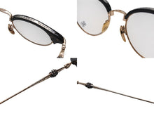 画像をギャラリービューアに読み込む, CHROME HEARTS クロムハーツ SLUNTRADICTION II メガネ 48□20-148 ハーフリム CHプラス ブラック ゴールド 度無し 美品 中古 4b001870