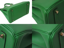 Load image into Gallery viewer, 極美品 HERMES エルメス BIRKIN バーキン35 バンブー グリーン ゴールド金具 ヴォーエプソン ハンドバッグ □R刻印 中古 4b001871