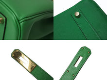 Load image into Gallery viewer, 極美品 HERMES エルメス BIRKIN バーキン35 バンブー グリーン ゴールド金具 ヴォーエプソン ハンドバッグ □R刻印 中古 4b001871
