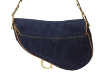 画像をギャラリービューアに読み込む, 極美品 Christian Dior クリスチャンディオール サドルバッグ ワンショルダーバッグ RU 1020 デニム ネイビー ゴールド金具 中古 4b001874