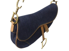 画像をギャラリービューアに読み込む, 極美品 Christian Dior クリスチャンディオール サドルバッグ ワンショルダーバッグ RU 1020 デニム ネイビー ゴールド金具 中古 4b001874