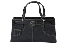 Load image into Gallery viewer, 極美品 Christian Dior クリスチャンディオール ハンドバッグ トートバッグ ブラック デニム レザー BM-0042 シルバー金具 中古 4b001925