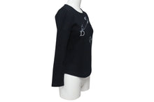 画像をギャラリービューアに読み込む, CHRISTIAN DIOR クリスチャンディオール 安全ピン ロンT 長袖Tシャツ ラインストーン ブラック シルバー サイズ10 美品 中古 4b001941