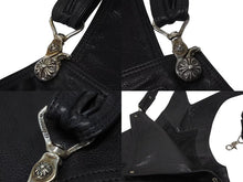 画像をギャラリービューアに読み込む, CHROME HEARTS クロムハーツ レザーサロペット サイズM クロスボールボタン ダガージップ シルバー925 ブラック 美品 中古 4b001952