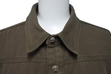 画像をギャラリービューアに読み込む, 極美品 CHROME HEARTS クロムハーツ BSフレア レザー パッチ デニムジャケット デニムシャツ サイズM カーキ シルバー925 中古 4b001954