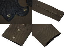 画像をギャラリービューアに読み込む, 極美品 CHROME HEARTS クロムハーツ BSフレア レザー パッチ デニムジャケット デニムシャツ サイズM カーキ シルバー925 中古 4b001954