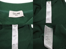 画像をギャラリービューアに読み込む, 極美品 CELINE セリーヌ クロップドスウェット トレーナー ロゴ 2Y796670Q コットン グリーン ホワイト サイズXS 中古 4b001955