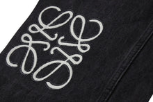 画像をギャラリービューアに読み込む, LOEWE ロエベ アナグラム バギージーンズ コットン アナグラム カットアウト フェード サイズ32 ブラック 美品 中古 4b001958