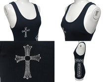 画像をギャラリービューアに読み込む, CHROME HEARTS クロムハーツ タンクトップ CHクロス アメリカ製 コットン ブラック ホワイト サイズM 良品 中古 4b001963