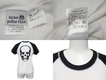 画像をギャラリービューアに読み込む, Lucien Pellat-Finet ルシアン ペラフィネ スカル 半袖Tシャツ サイズS ラグラン プリント ホワイト ブラック 良品 中古 4b001964