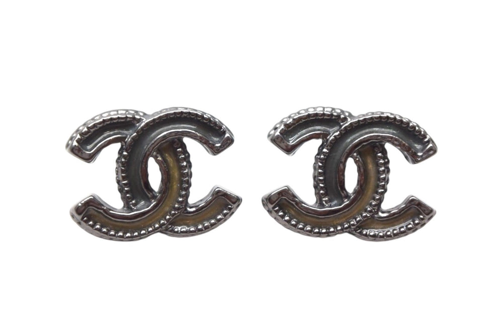 CHANEL シャネル ココマーク ラウンドチェーン ピアス A12A 重量約6.0g グレー イエロー シルバー メタル 両耳用 美品 中古 4b001980
