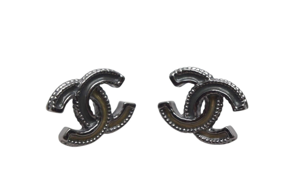 CHANEL シャネル ココマーク ラウンドチェーン ピアス A12A 重量約6.0g グレー イエロー シルバー メタル 両耳用 美品 中古 4b001980