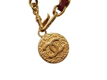 Load image into Gallery viewer, 極美品 CHANEL シャネル チェーンベルト A01427 ココマーク メタル レザー GP ゴールド レッド 小物 中古 4b001993