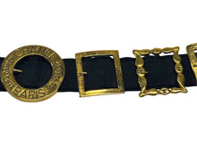 Load image into Gallery viewer, CHANEL シャネル ココマーク ベルト バックル エングレービング ベルト CHANEL PARIS Rue Cambon ゴールド ブラック 美品 中古 4b001994