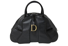 画像をギャラリービューアに読み込む, Christian Dior クリスチャンディオール ハンドバッグ MA-0011 レザー トロッター柄 ガリアーノ期 ブラック系 美品 中古 4b001998