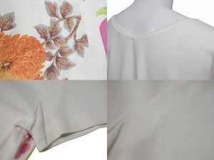 CHRISTIAN DIOR クリスチャンディオール フローラルプリント Vネック 半袖Tシャツ 6P16155471 アイボリー マルチカラー サイズ40 美品 中古 4b002000