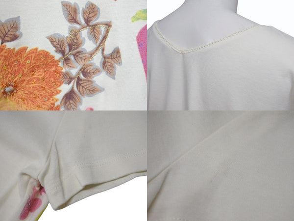 CHRISTIAN DIOR クリスチャンディオール フローラルプリント Vネック 半袖Tシャツ 6P16155471 アイボリー マルチカラー サイズ40 美品 中古 4b002000