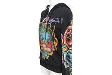 Load image into Gallery viewer, EdHardy エドハーディー ジップアップ フーディ― サイズxs コットン 刺繍 ブラック マルチカラー 美品 中古 4b002003