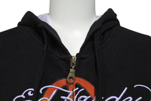 Load image into Gallery viewer, EdHardy エドハーディー ジップアップ フーディ― サイズxs コットン 刺繍 ブラック マルチカラー 美品 中古 4b002003