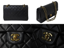Load image into Gallery viewer, 極美品 CHANEL シャネル マトラッセ25 Wフラップ Wチェーンショルダーバッグ 2番台 ラムスキン ココマーク ブラック ゴールド金具 中古 4b002043