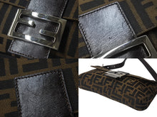 画像をギャラリービューアに読み込む, FENDI フェンディ マンマバケット ワンショルダーバッグ 26424 ズッカ柄 ブラウン キャンバス レザー シルバー金具 美品 中古 4b002044