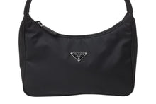 画像をギャラリービューアに読み込む, 極美品 PRADA プラダ ホーボー ハンドバッグ ワンショルダーバッグ MV515 トライアングルロゴ ナイロン ブラック 中古 4b002047