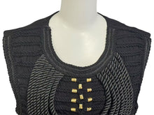 Load image into Gallery viewer, BALMAIN x H&amp;M バルマン Rope Embellishment Top Braided Blouse 101255 ブラウス サイズ 36 6 Black Gold 美品 中古 4b002051