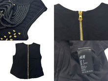 Load image into Gallery viewer, BALMAIN x H&amp;M バルマン Rope Embellishment Top Braided Blouse 101255 ブラウス サイズ 36 6 Black Gold 美品 中古 4b002051