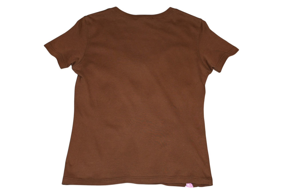 極美品 Christian Dior クリスチャンディオール Vネック半袖Tシャツ 5A16155591 サイズ40 マルチプリント ブラウン ガリアーノ期 中古 4b002054