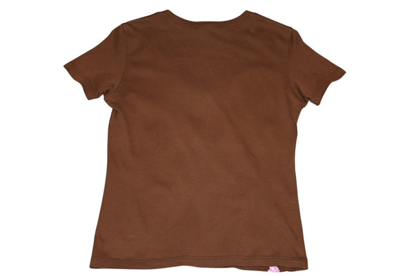 極美品 Christian Dior クリスチャンディオール Vネック半袖Tシャツ 5A16155591 サイズ40 マルチプリント ブラウン ガリアーノ期 中古 4b002054
