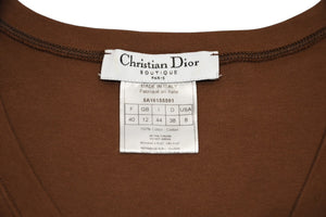 極美品 Christian Dior クリスチャンディオール Vネック半袖Tシャツ 5A16155591 サイズ40 マルチプリント ブラウン ガリアーノ期 中古 4b002054