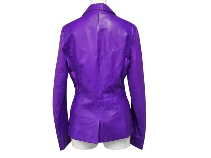 Christian Dior Rider's Jacket 7P14022980 Purple Leather Size 38 Good Condition Used 4b002056