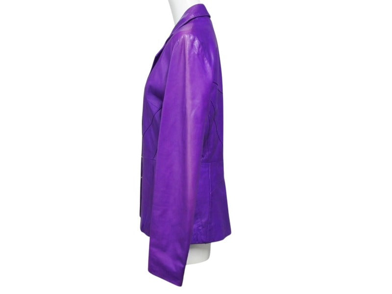 Christian Dior クリスチャンディオール ライダースジャケット 7P14022980 パープル レザー サイズ38 美品 中古 4b002056