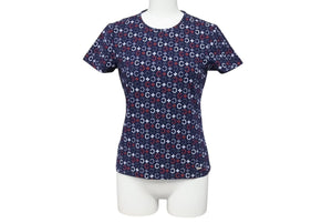 Very Good Condition CELINE Short Sleeve T-shirt Chibi T Macadam Pattern Cotton Spandex Navy White Red Size S Used 4b002059