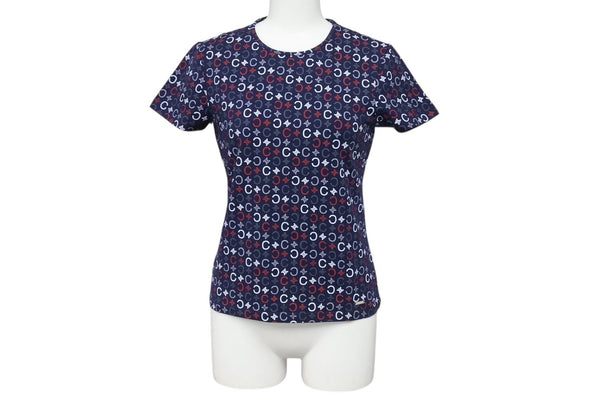 Very Good Condition CELINE Short Sleeve T-shirt Chibi T Macadam Pattern Cotton Spandex Navy White Red Size S Used 4b002059