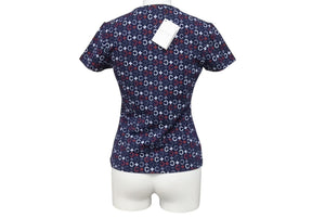 Very Good Condition CELINE Short Sleeve T-shirt Chibi T Macadam Pattern Cotton Spandex Navy White Red Size S Used 4b002059