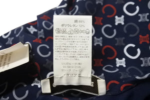 Very Good Condition CELINE Short Sleeve T-shirt Chibi T Macadam Pattern Cotton Spandex Navy White Red Size S Used 4b002059