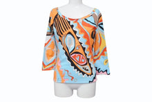 Load image into Gallery viewer, Emilio Pucci エミリオ プッチ マルチカラー 七分丈 Tシャツ 長袖 ワイドネック サイズ 36 中古 4b002060