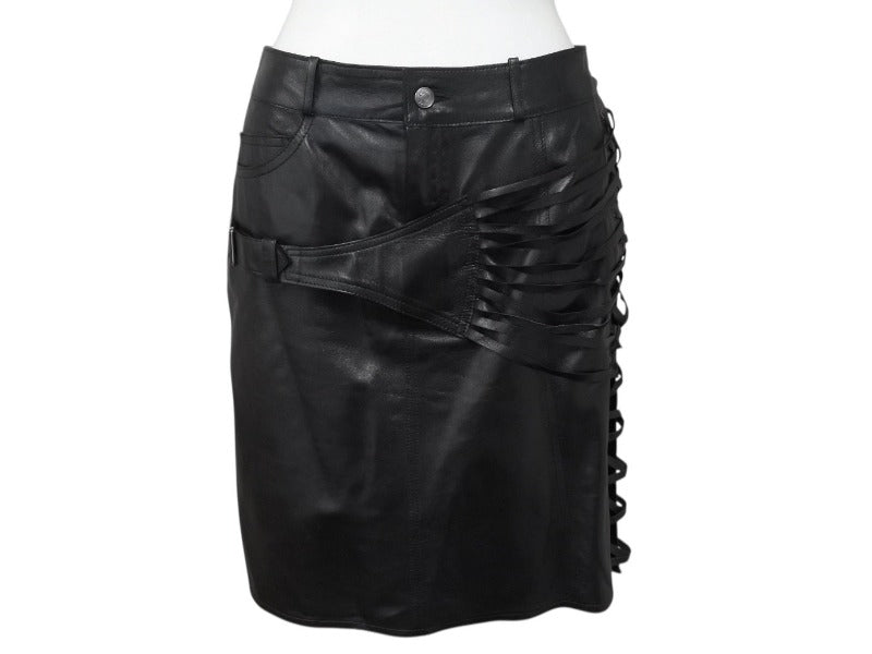 Christian Dior John Galliano Lamb skin Leather Skirt 2H14033350 Galliano period lambskin leather skirt Size US 4 Black Good Condition Used 4b002072